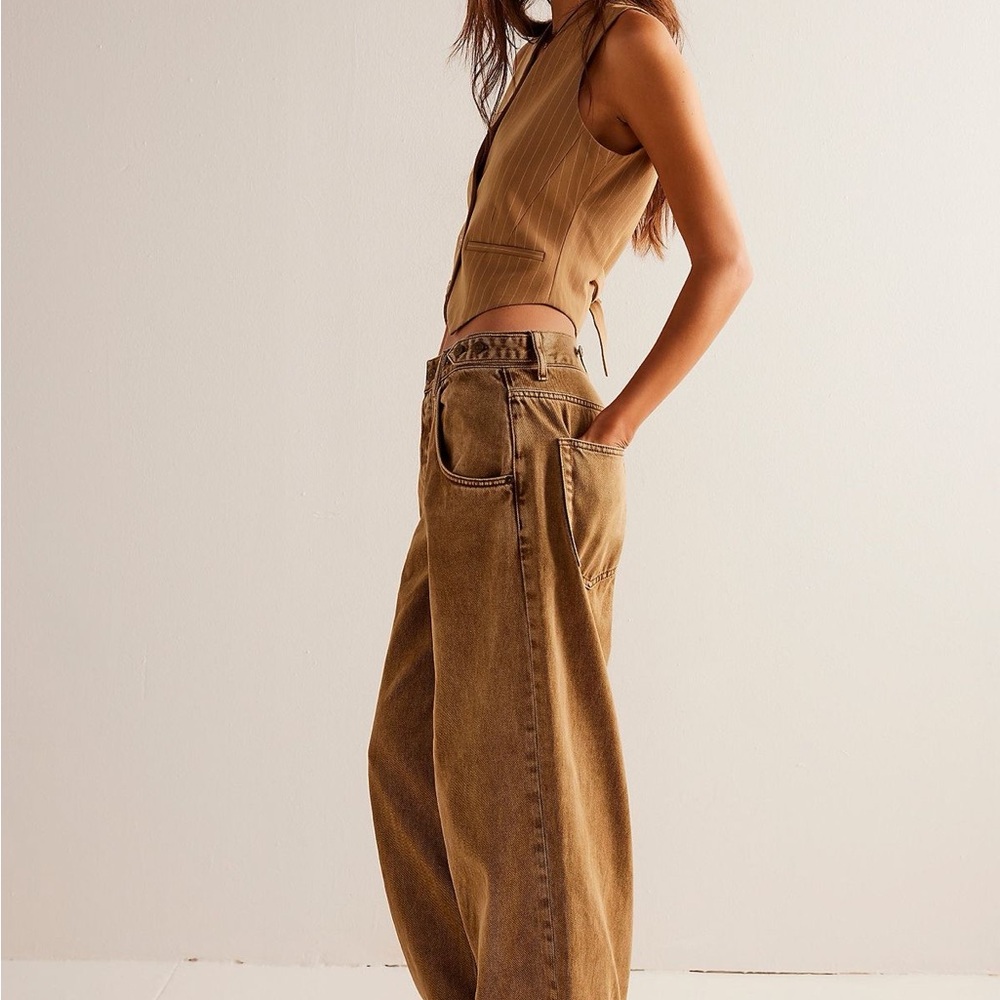Chocolate Brown high rise wide leg 5 size 27 gogo - BNWT